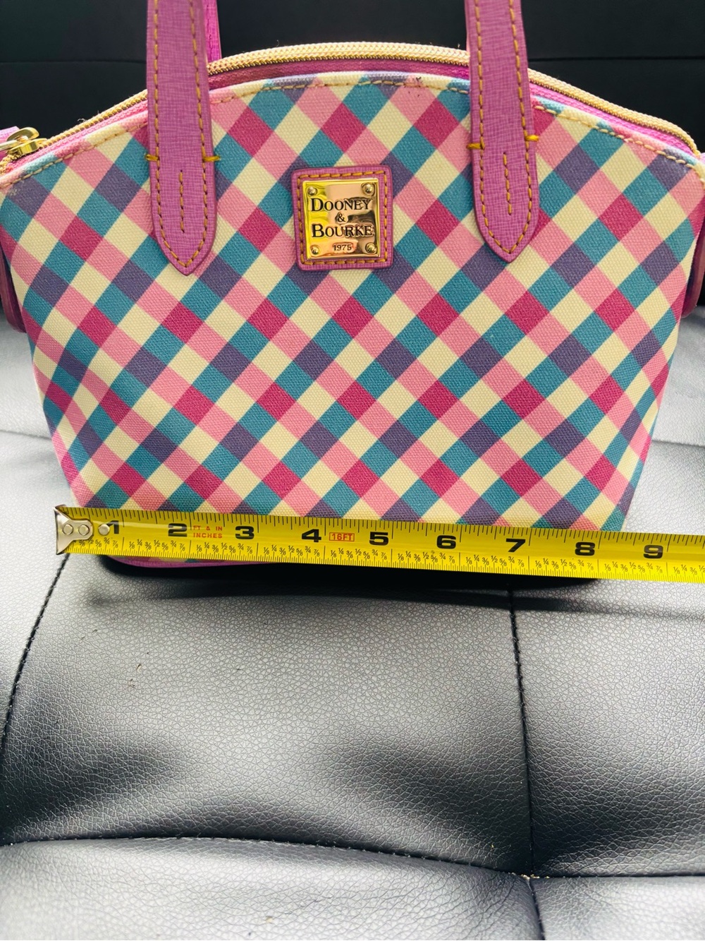 Dooney & Bourke Pink Multicolor Gingham Mini Satchel - Picture 5 of 6